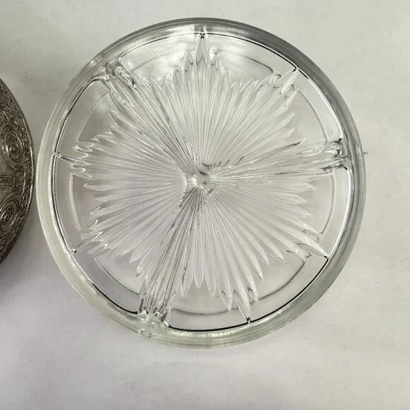 Vintage PNCW Silverplate Covered Divided Glass Relish Tray - Picture 9 of 14
